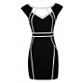 Cute Pencil Dress, Black Pencil Dress, Black and White Pencil Dress, Black and White Fabric Piping Pencil Dress, Black and White Cutout Pencil Dress, Black and White Party Dress