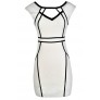 White Pencil Dress, White and Black Pencil Dress, White Pencil Dress With Fabric Piping, White Cutout Pencil Dress