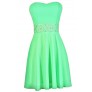 Bright Green Dress, Neon Green Dress, Green Party Dress, Green Summer Dress, Green Cocktail Dress, Neon Green A-Line Dress, Bright Green Strapless Dress