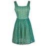 Turquoise Lace Dress, Teal Lace Dress, Green Lace A-Line Dress, Cute Lace Dress, Green Lace Summer Dress, Lace A-Line Dress, Lace Party Dress, Teal and Beige Lace Dress