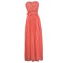 Pink Rosette Maxi Dress, Cute Pink Maxi Dress, Pink Rosette Prom Dress, Pink Rosette Strapless Dress