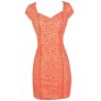 Orange Lace Dress, Orange Lace Pencil Dress, Fitted Orange Lace Dress, Orange Lace Summer Dress, Orange Lace Cocktail Dress