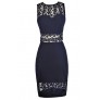 Navy Two Piece Outfit, Navy Two Piece Dress, Navy Crochet Lace Two Piece Dress, Navy Crop Top and Pencil Skirt, Crop Top and Skirt Outfit, Navy Summer Outfit