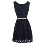 Cute Navy Dress, Navy Lace Dress, Navy Lace A-Line Dress, Navy Lace Summer Dress, Navy Lace Party Dress, Belted Navy Lace Dress