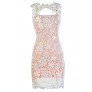 Peach and Ivory Lace Dress, Peach and Ivory Lace Pencil Dress, Peach and Ivory Lace Cocktail Dress, Peach and Ivory Lace Party Dress