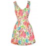 Cute Floral Print Dress, Cute Summer Dress, Neon Pink Floral Print Dress, Floral Print A-Line Dress, Neon Summer Dress