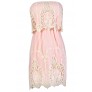 Pink Lace Dress, Cute Summer Dress, Pink Summer Dress, Pink Strapless Lace Dress, Pink Boho Lace Dress, Pink Bohemian Lace Dress