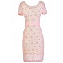 Pink Lace Pencil Dress, Pale Pink Lace Dress, Cute Pink Dress, Pink Lace Summer Dress, Pink Lace Capsleeve Dress