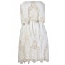 White Crochet Lace Dress, White Lace Summer Dress, White Strapless Lace Dress, White Boho Summer Dress