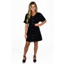 Cute Short Black Button Front Work Dress