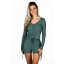 Cute Green Casual Loungewear Matching Top and Shorts Outfit Set