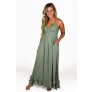 Green Boho Lace Summer Maxi Dress