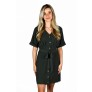 Dark Forest Green Button Front Work Dress