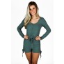 Dark Teal Green Casual Top and Shorts Loungewear Outfit