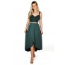 Cute Dark Teal Green Petal Hem Wrap Midi Skirt