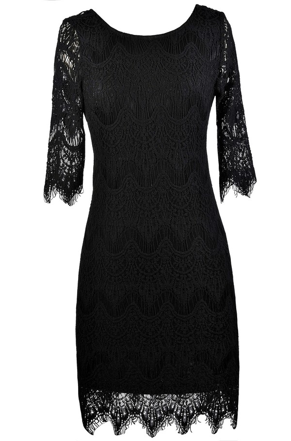 Black Lace Dress, Black Lace Sheath Dress, Cute Black Dress, Black Lace  Pencil Dress, Little Black Dress, Black Lace Party Dress, Black Lace Three  Quarter Sleeve Dress, Black Half Sleeve Lace Dress,