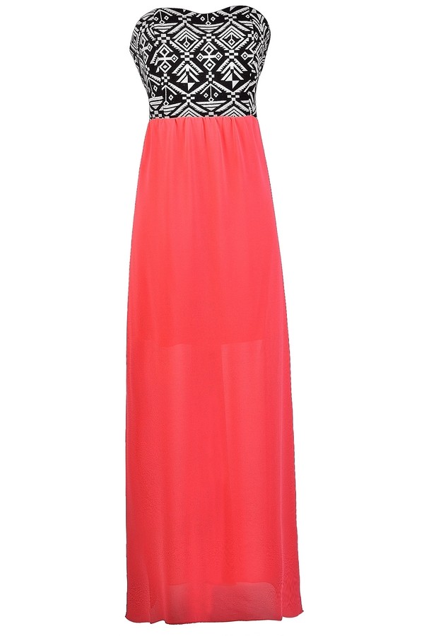 Hot Pink Maxi Dress, Cute Pink and Black Dress, Cute Maxi Dress, Neon ...
