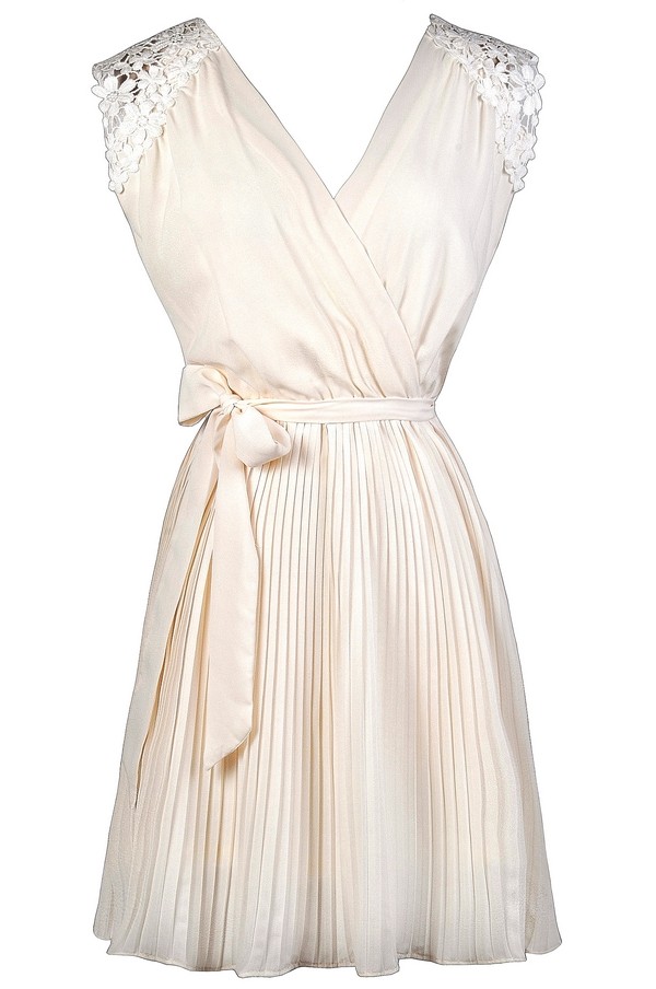 Ivory A-Line Dress, Cute Ivory Dress, Cute Off White Dress, Lace ...