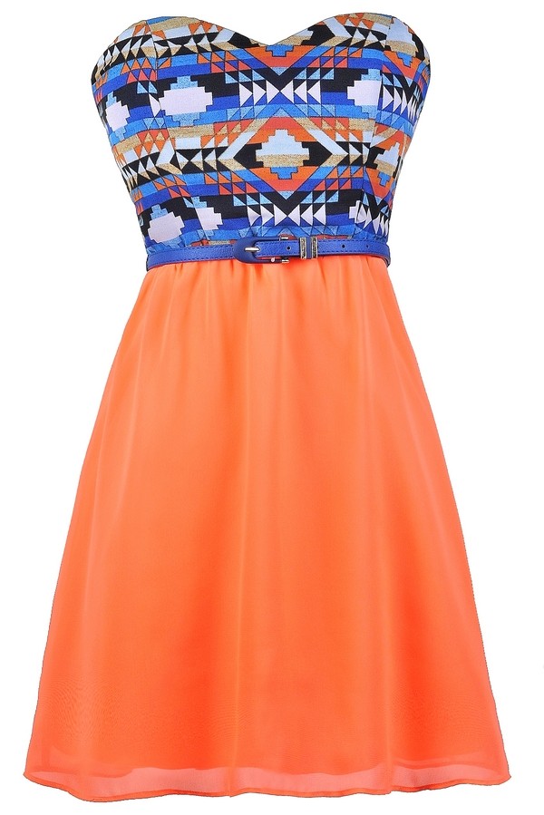 orange and blue dress