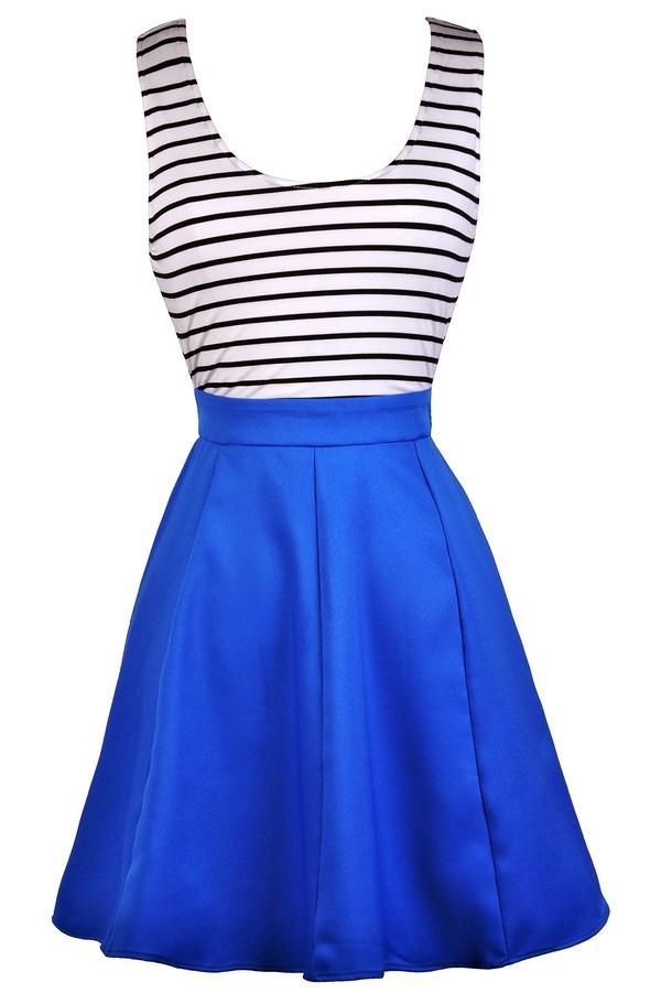 Blue Black and White Stripe Dress, Cute Blue Dress, Blue Nautical ...