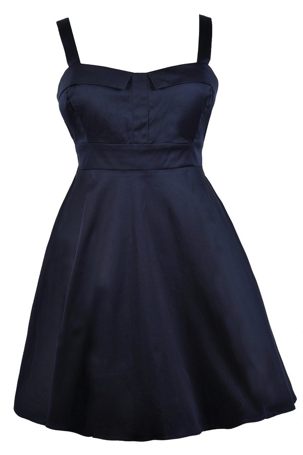 Cute Plus Size Dress, Navy Plus Size Dress, Blue Plus Size Party Dress ...