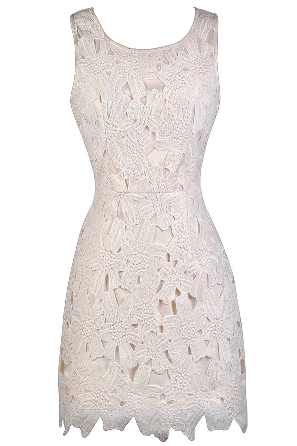 Embroidered Ivory Sheath Dress main image 1