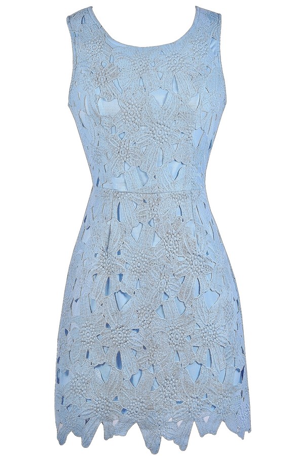 Sky Blue Lace Sheath Dress, Light Blue Lace Sheath Dress, Pale Blue