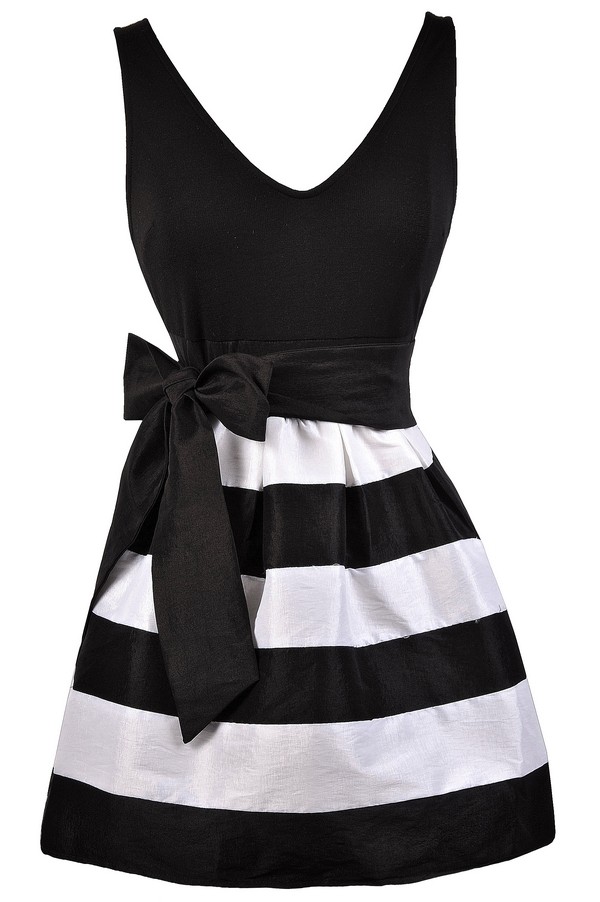 Black and White Stripe Party Dress, Cute Black and White Dress, Black