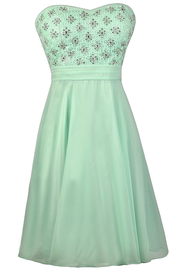 Mint Embellished Dress, Beaded Mint Party Dress, Mint Dress