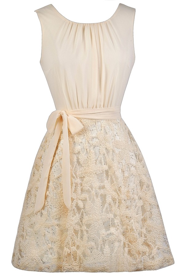 Cream Embroidered Dress, Cute Cream Dress, Cream Knit Dress, Cream