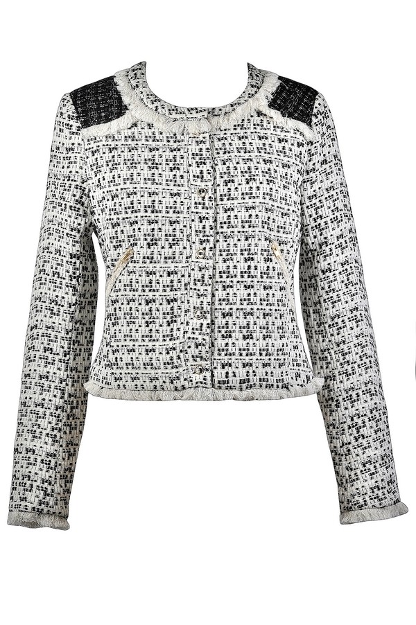 Tweed black and white jacket hot sale