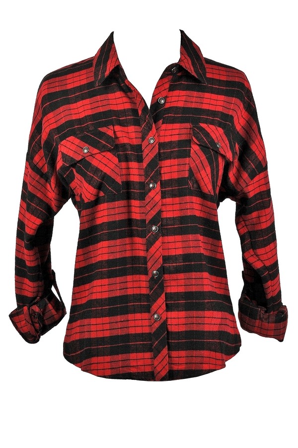 Red and Black Plaid Shirt, Red and Black Flannel Shirt, 90s Grunge