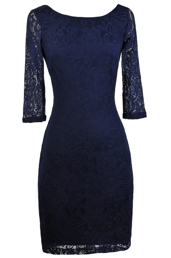 Navy Lace Bodycon Dress, Navy Lace Fitted Dress, Navy Lace Party Dress ...