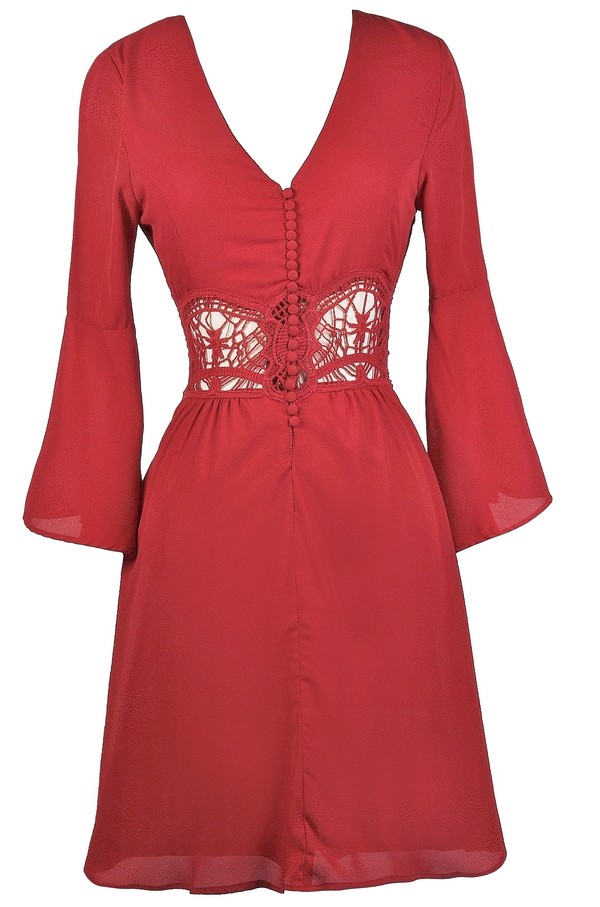 red dress button front