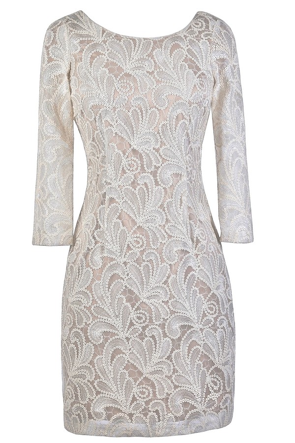 White Collar Sequin Shirtdress