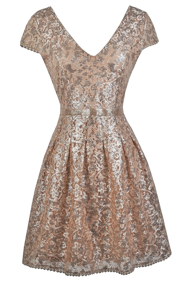 Gold Sequin Party Dress, Gold Sequin Cocktail Dress, Cute Gold Dress