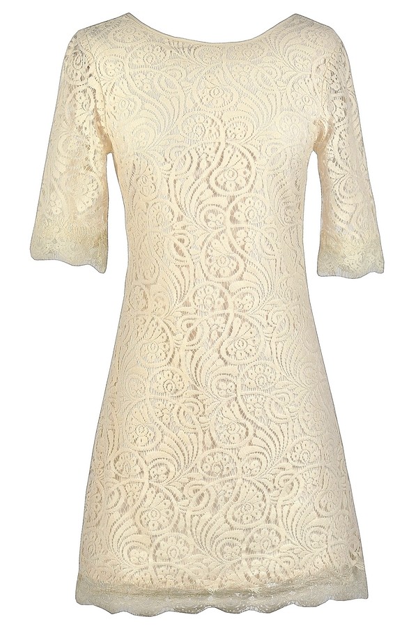 Athena Beige Lace Dress