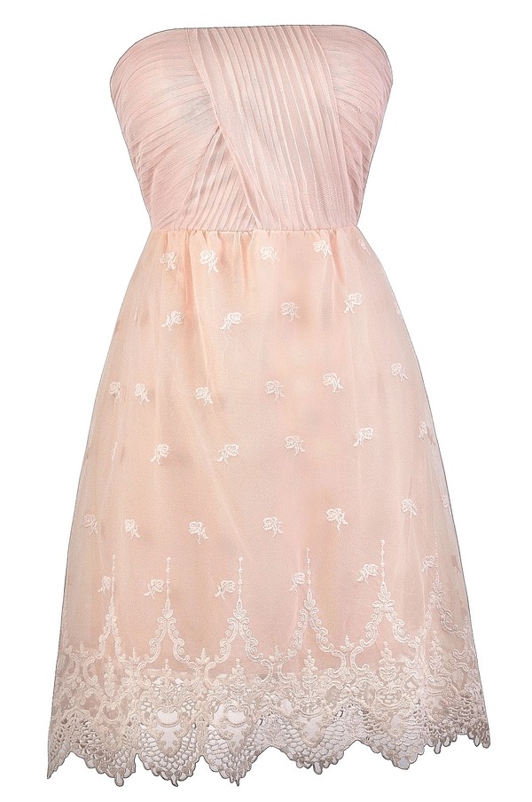 Blush pink strapless dress hotsell