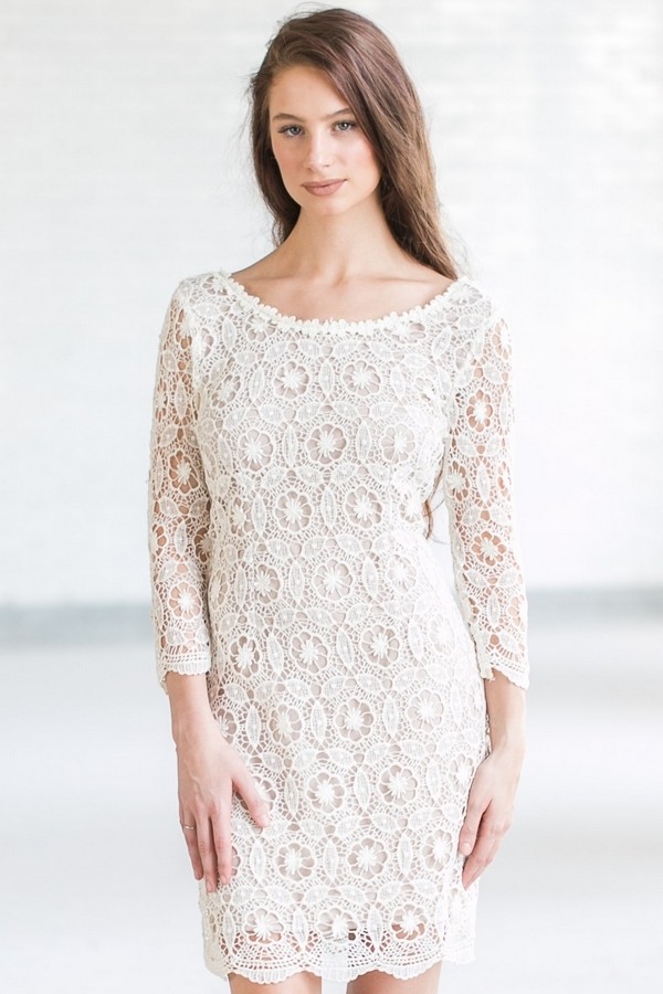 beige lace dress