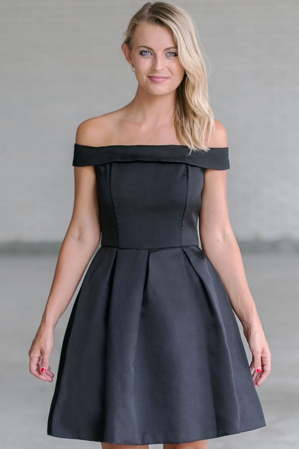 off shoulder black dresses