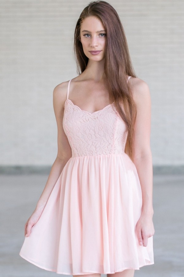 Pink Lace Party Dress, Cute Pink Dress 