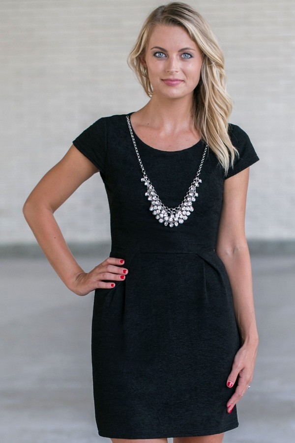 Black Sheath Dress, Cute Work Dress, Black Cocktail Dress Lily Boutique