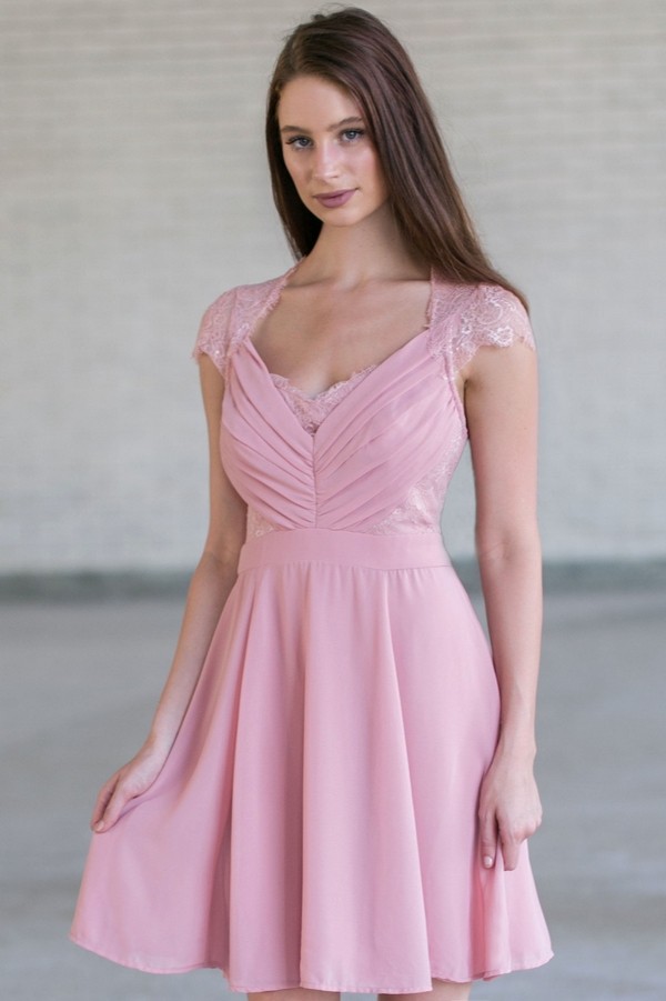 Blush Pink  Lace Dress  Pink  Bridesmaid  Dress  Online 