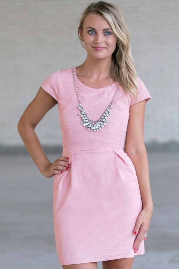 Pale Pink Sheath Dress, Cute Work Dress, Pink Work Dress, Cute Summer ...