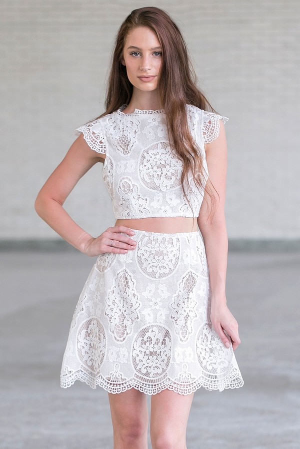 White lace two piece set store