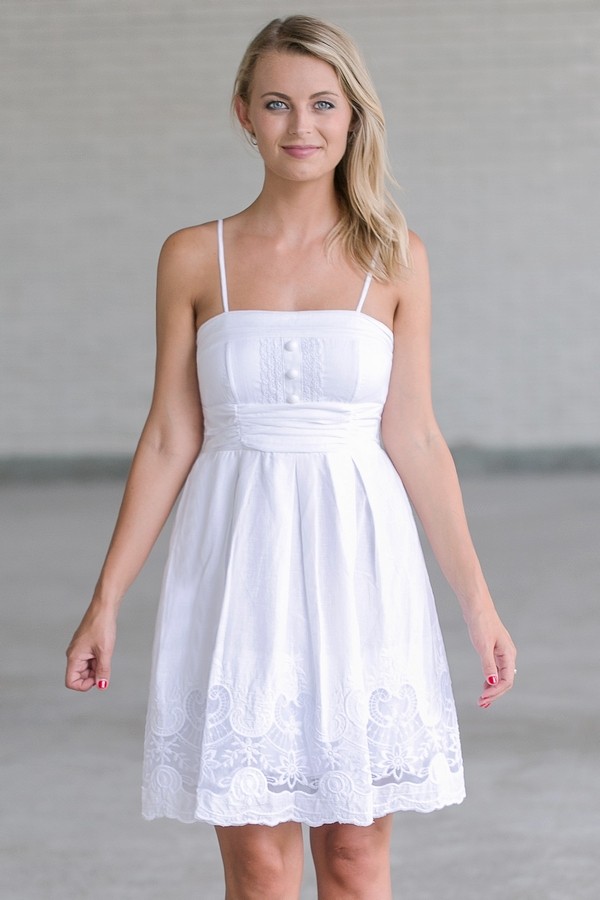 White A-Line Sundress, Cute White Dress, Summer Dress Lily Boutique