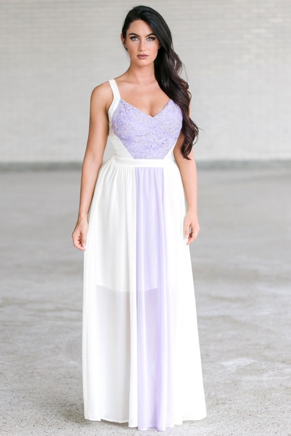 Lilac Purple and Cream Maxi Dress Boho Maxi Dress Purple Maxi Dress Lily Boutique