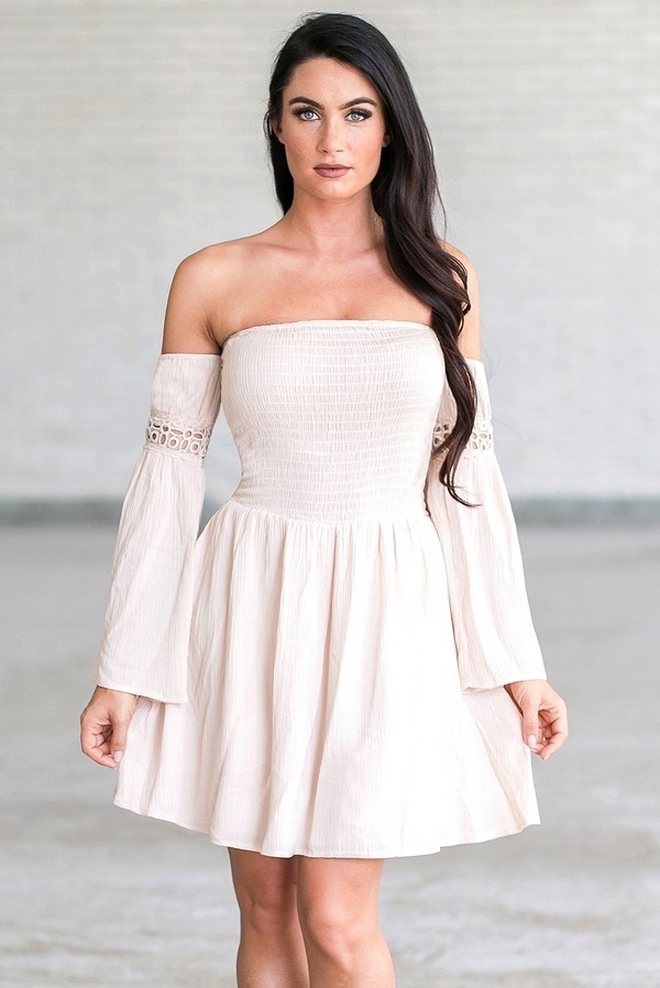 Ventilere Tolkning I detaljer Cute Off Shoulder Dress | Cream Dress | Cute Boho Dress | Cute Fall Dress |  Lily Boutique