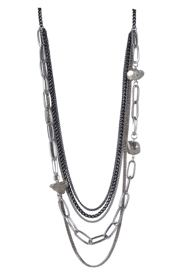 Layered Silver Pyrite Chain Necklace, Cute Boho Jewelry Lily Boutique