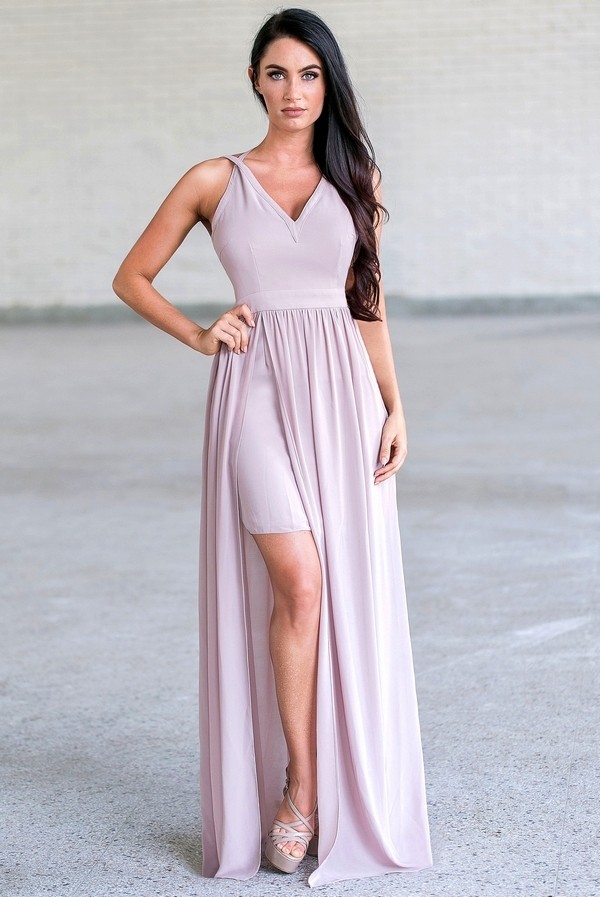 Selena Chiffon Maxi Dress in Taupe